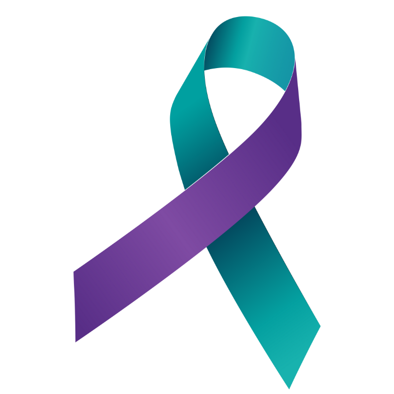 purple and turquoise suicide prevention awareness ribbon